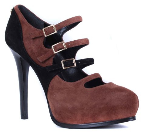 GUESS Escarpins à lanières à talons hauts, Marron/noir, 37 EU Schmal