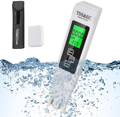 Medidor de Prueba de Calidad del Agua, Portátil 3 en 1 Medidor de Prueba de Alta Precisión de TDS, Combo de Medidor Digital de TDS+EC, Pluma de Prueba de Temperatura, para Piscinas, Acuarios