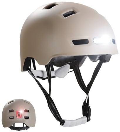 Crazy Safety Vertigo Fahrradhelm mit LED Vorder- & Rücklicht (USB-C) – Urban City Helm für Damen & Herren – Inkl. Regenschutz & Magnetschließe