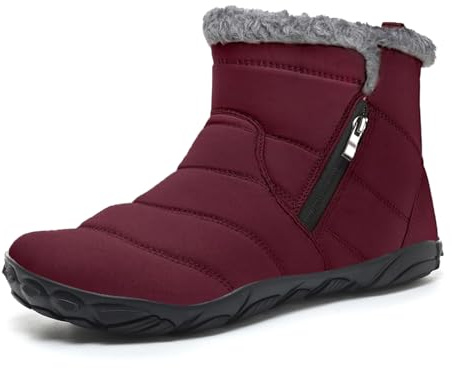 Bravover Barfußschuhe Herren Damen Winterstiefel Winterschuhe Schneestiefel Warm Gefüttert Wanderschuhe Rutschfest Wanderstiefel Stiefel Trekkingschuhe Rot EU40