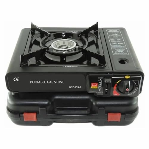 Portable Camping Gas Cooker Single Burner Stove Enamel Pan Holder BBQ Caravan Outdoor EN417 Compliant Premium Camping Stove with Automatic Ignition System & Heat Control (Gas Stove Only)