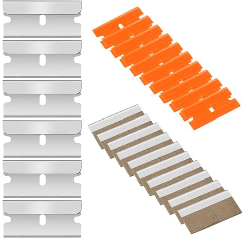 Flintronic 20 st skrapblad, 10 st metallskrapa och 10 st plastskrapor, ersättningsblad för bilskrapor, repfritt glasskrapblad för keramisk kokplatta, dekal, färgrengöringsverktyg