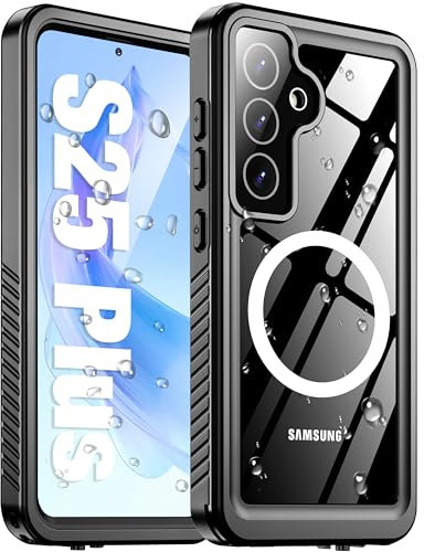 Oterkin Magnetic for Samsung Galaxy S25 Plus Case Waterproof,[IP68 Underwater][MagSafe Compatible] Built-in Camera & Screen Protector[360°Full Body Sealed] Shockproof Case for Galaxy S25 Plus, Black