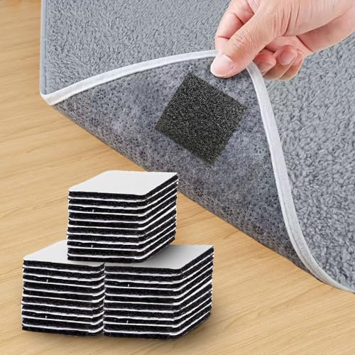 30PCS Rug Gripper for Carpeted Floor and Stair Use, 5 * 5cm Non-Slip Carpet Grippers for Secure Placement, Great for Stair Sofa Cushions, Car Boot Liners, and Rug to Carpet Gripper Use Black