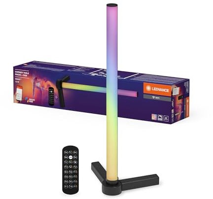 LEDVANCE SMART lámpara de sobremesa moderna e inteligente para iluminación indirecta con tecnología WiFi; Magic RGB; regulable; negro; aluminio; bombilla no sustituible