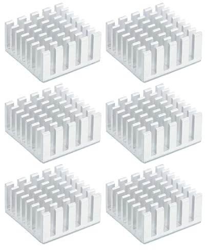 PATIKIL Heatsink 20x20x10mm, 6 Pcs Aluminum Cooler Radiator Heat Sink with Thermal Blue Sticker for Raspberry Pi Chip CPU Power Transistor FET IC Power Amplifier, White