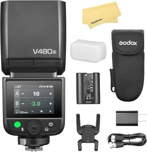 GODOX V480 V480S Godox Flash for Sony Flash Speedlight,GN50,2.4G TTL HSS 1/8000s Camera Flash for Sony,7.2V/2200mAh Li-ion Battery,1.7s Recycle Time,650 Full-Power Flashes,10 Levels LED Modeling Lamp