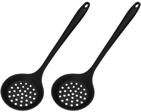 Set di 2 colini da cucina in silicone, schiumarola, mestolo scanalato per scolare e