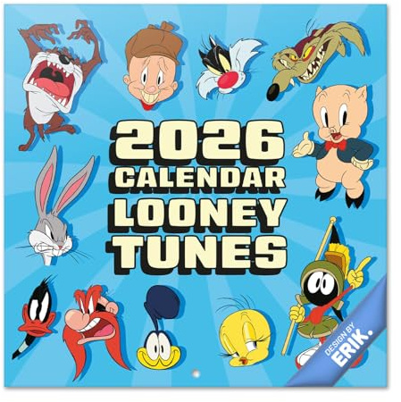 Grupo Erik Calendario 2026 pared Looney Tunes - Almanaque pared 2026 : Planificador mensual Con espacio para Anotar, Ilustraciones y Fácil de colgar (30x30cm)