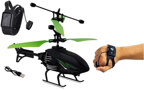 Generico Elicottero Telecomandato con Luce LED Controllo da Polso Infrarossi Radiocomando Decollo RC Giocattolo con Palm Control Elicotteri Radiocomandato RC Mini Elicottero Doppio Giroscopio