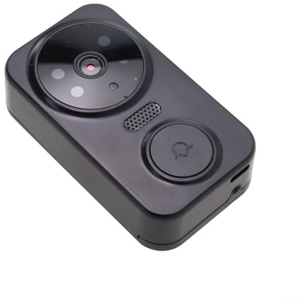 Gdfnmogo Sonnette vidéo sans fil avec audio bidirectionnel et compatible avec les systèmes domestiques, Wi-Fi 2,4 GHz, angle de vue de 60 °, pour la sécurité à domicile et à distance (noir)