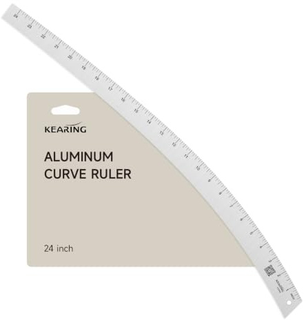 Kearing Righello curvo francese da 61 cm, righello curvo per la creazione di modelli, varia forma curva righello aeronautico in alluminio di qualità per designer di moda per cucito, trapuntatura