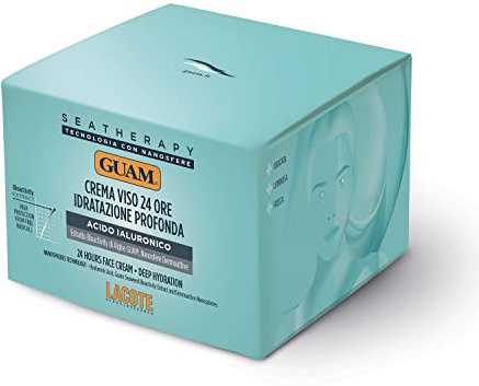Guam, Seatherapy 24 Stunden Feuchtigkeitscreme mit Hyaluronsäure, Tiefe Gesichtscreme für straffe, frische und strahlende Haut, Made in Italy, 50 ml Packung