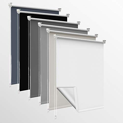OUBO Verdunklungsrollo, Rollos für Fenster ohne Bohren & mit Bohren, (Weiß, B50cm x H120cm), Verdunkelungsrollo klemmfix Thermo Rollo, Fensterrollo innen lichtundurchlässig