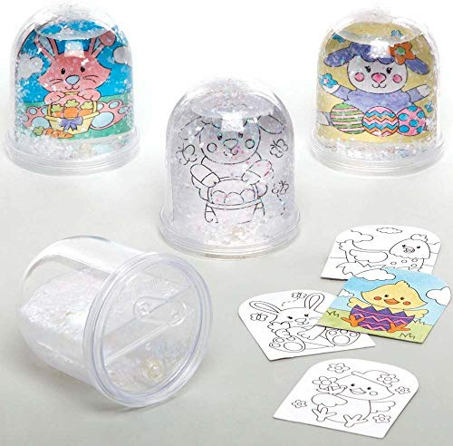 Baker Ross Easter Colour In Snow Globes - Pack of 4, Easter Crafts for Kids (AX777)