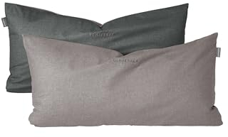 Schiesser Kissenhüllenset Doubleface | 2-teilig | Zweifarbig | Renforcé | 100% Baumwolle | Oeko-Tex Zertifiziert | Reißverschluss | 40x80cm | Grau-Schwarz