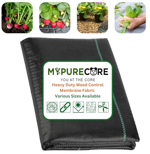 MYPURECORE Heavy Duty Weed Control Membrane Fabric - Ground Cover for Landscaping, Driveways, Patios, Flower Beds - Ideal for Garden, Artificial Grass, Gravel Underlay, Planters (3.2m x 5m)