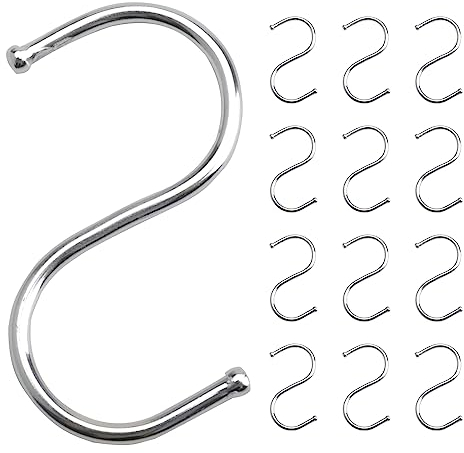 DAWRIS S Haken & Küchenhaken, 16 Stk starke & robuste S Haken Edelstahl Haken zum Einhängen - universell einsetzbar in Küche, Garten, Badezimmer oder für die Garderobe als Kleiderhaken