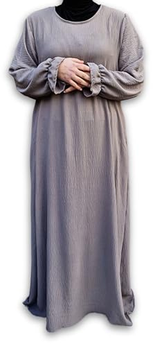 Yaqeen Jazz Abaya Seitentaschen Muslimah Maxikleid Islamisches Gebetskleid Ideal Casual/Moschee/Madrassa/Ramadan/Eid/Hajj/Umrah, taupe, One size