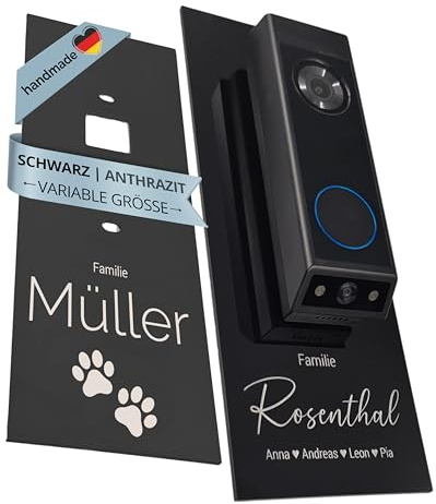 LazerlichtCraft Klingelschild für Eufy Doorbell E340 personalisiert – Acrylglas Blende mit Wunschgravur – Schwarz glänzend oder Anthrazit matt – Türklingel Zubehör