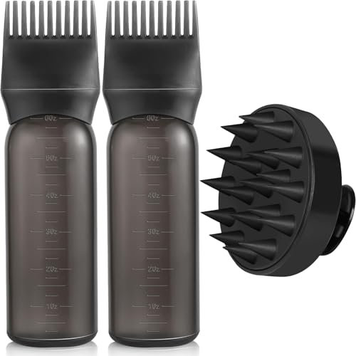 lylqmy Hair Dye Brush Bottle Hair Root Comb Applicator Bottles Hair Dye Tools Applicator Brush Bottles for Salon (black)