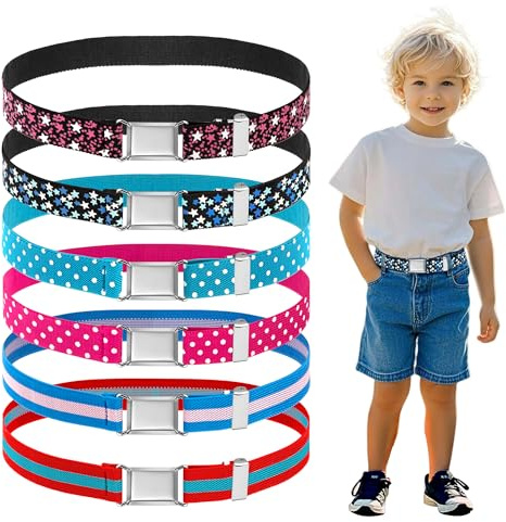 Tunejoy Cintura Elastica per Ragazze 6 Pezzi Cintura Elastica Regolabile Cintura Per Bambini con Fibbia per Jeans Vestito Gonne Giacche