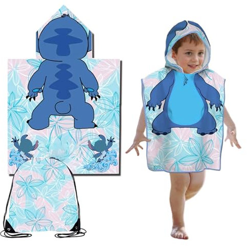Toalla Playa Niña Bebe de Baño con Capucha, Toalla Poncho Niño Infantil de Playa Toalla de Microfibra Poncho y Bolsa de Cordó Surf para Baño Piscina Playa Niños de 2 a 8 Años (Estilo 10)