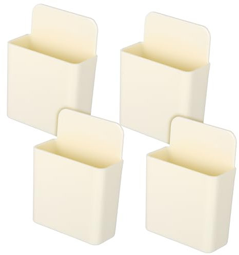 TOPPERFUN Set 4 Pezzi Supporti Da Parete Per Telecomando e Telefono Colore Beige, Organizer Adesivo in Abs Per Poltrona Reclinabile, Porta Telecomandi Salvaspazio Per Casa e Ufficio