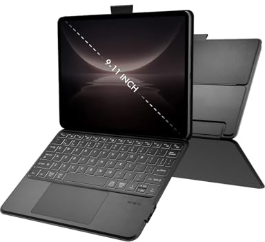 Universal Keyboard Case for 9-11 Inch Tablets, Dual Bluetooth Detachable Keyboard for Android Tablets/iPads/Galaxy Tabs, Magnetic Backlit Keyboard with Washable Adhesive Mount&Any-Angle Stand&Trackpad