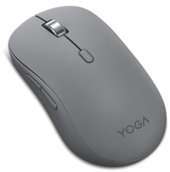 Lenovo Yoga Mouse Bluetooth Silenzioso Multi-Dispositivo, Wireless, Ergonomico, 3 Dispositivi, fino a 4000 DPI, 6 Pulsanti Programmabili, Ambidestro, grigio luna