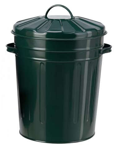 BH | 15L Mini Galvanised Dustbin | Green | Small | Anti-Rust | Waste Recycle Metal Rubbish Bin | Ideal For Home, Kitchen, office, Restaurants and Garden - by BEST HOUSE