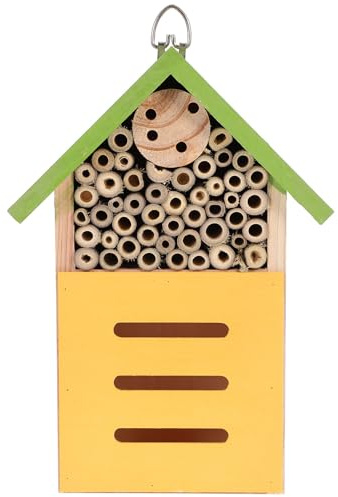 Happyyami Casa de Madera para Insectos con Refugio para Cría de Abejas y Mariquitas Protección Natural para Jardín Decoración Ecológica Resistente y Funcional