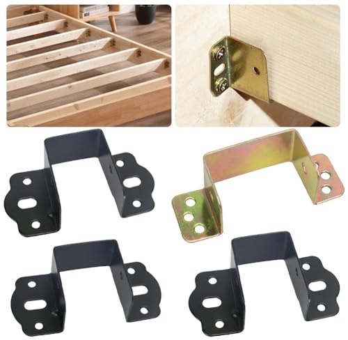 Eawfgtuw U Shaped Stainless Steel Bed Connector Brackets with Centre Beam Support, Heavy Duty Frame Fixings, Space Saving Waterproof Design for Headboard and Footboard, (35mm)