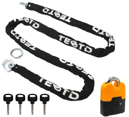 Lucchetto A Catena Per Moto A Carichi Pesanti Lungo 8,2 Piedi/250 Cm Sicurezza Spessa 10 Mm Con Bloccadisco Lucchetto