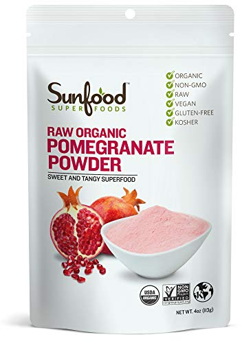 Sunfood Superfoods Poudre de grenade brute et biologique, sans OGM, sans gluten, casher Haute qualité – Produit pur à un seul ingrédient – Ultra propre (sans remplissage, additifs ou conservateurs) –