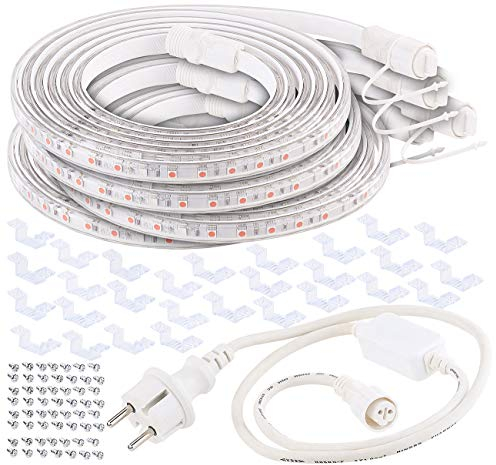 Lunartec Pflanzenlampen: 12 Meter LED-Pflanzen-Wachstums-Streifen, rot & blau, mit Netzteil (LED Pflanzenlampe, Pflanzenlampe Streifen, Gewächshaus)