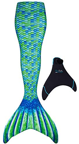 Fin Fun Mermaidens - Mermaid Tails for Swimming for Women, Teens and Adults with Monofin, Small, Aussie Green