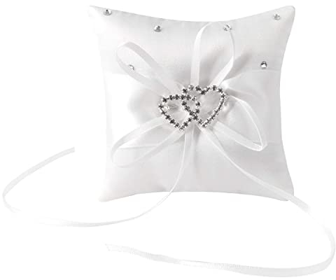 NIERBO Cuscini Portafedi 10 * 10 cm Cuscino per Anello Nuziale con Fiocco in Raso per Accessori per Matrimonio (Bianca)