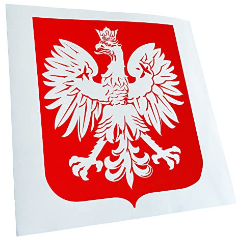 Kiwistar - Autocollant - blason de la Pologne - 24x21cm - rouge - G24 - Pour voitures, vélos, véhicules, motos, cyclomoteurs, tuning, vitres arrière