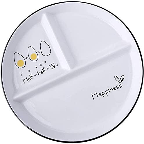 LATRAT Geteilte Platte Keramik Essteller 3 Schnitt Essen Teller Mittagessen Teller Salatteller Geschirr für Küche, für Party Hausbedarf Kinder