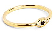 SINGULARU - Anillo Ojo de Horus. Plata de Ley 925 con Acabado Baño de Oro de 18 Kt. Joyas para Mujer. Talla 12