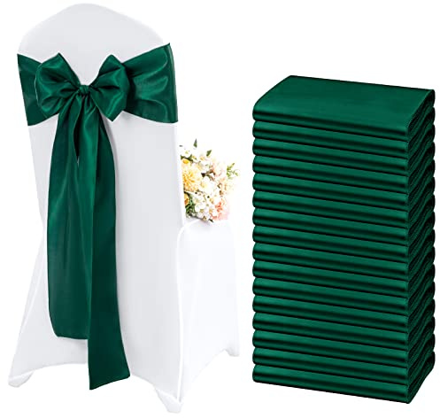 Teruntrue 50 fasce per sedie in raso, colore verde scuro, per ricevimenti di nozze, feste, hotel, casa, cucina, decorazione (verde scuro)