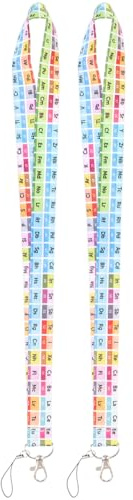 VILLCASE 2 Piezas Tabla Periódica De Elementos Cordón Correas De Teléfono Química Bioquímica Cuello Cordón Llavero Escuela Identificación Cordón Para Tarjeta De Identificación Llaves De