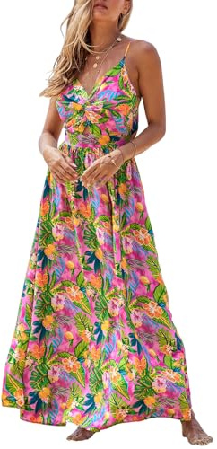 CUPSHE Vestido de verano para mujer, cuello en V, sin mangas, color contrastante, estampado floral, mini vestido de ocio, fiesta, playa, camuflaje, Diseño floral tropical., M