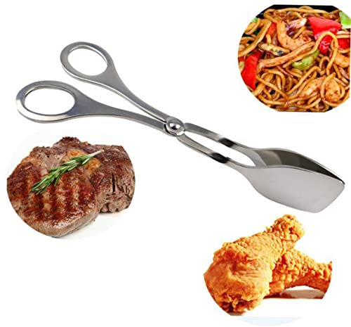 ABOOFAN Pince à Ciseaux Cuisine 18,5 Cm en Acier Inoxydable Pince à Salade Anti-Brûlure pour Maison Restaurant Hôtel Buffet Barbecue Extérieur