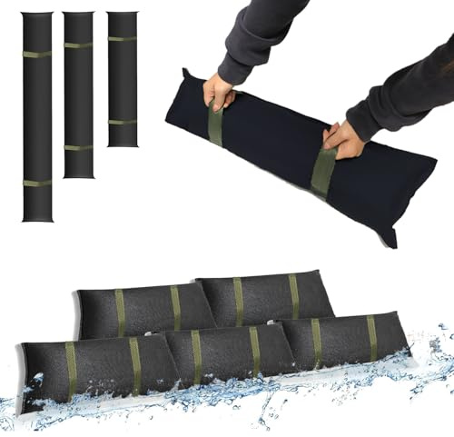 Estresen Lot de 6 sacs de sable, avec poignées, 90 x 20 cm, blocs anti-inondations activés par l'eau, pour portes d'entrée, protection contre les inondations pour garage et cave