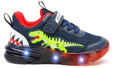 Ragazzi scarpe sportive moda dinosauro luminoso scarpe bambini rete traspirante scarpe casual ragazze sneaker (Blu profondo, Bambino Piccolo (2-5 anni), 31, Numero, Sistema Taglie Calzature EU, Media)