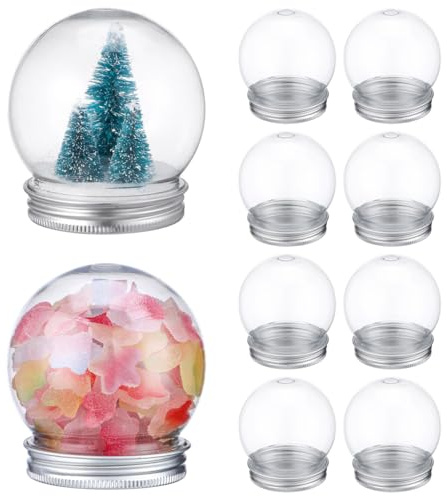 Veemoon 10 Palline Di Natale Riempibili Fai Da Te Con Tappi a Vite Decorazioni Natalizie Fai Da Te Con Palle Di Neve in Plastica Ornamenti Palle Natale Trasparenti Per Mestiere Natalizie, 150ML