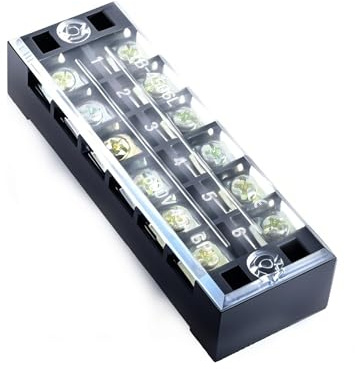 Skweawert 6 Positions Dual Rows 600V 45A Screw Terminal Junction Block, Cable Wire Barrier Block Terminal Strip with Cover Used for Electrical Project, TB-4506