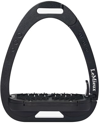 LeMieux Vector Balance Stirrup - New Generation - Spring Loaded Hinged Arm - 5° Tilted Ergonomic Footplate - Black